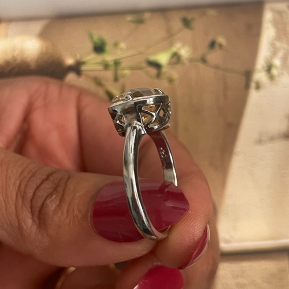 925 Sterling Silver Ring with Natural Faceted Golden Topaz Gemstone (US 9) - Picture 9 of 13